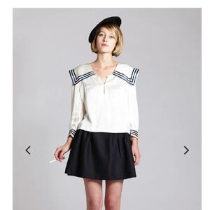 Chic Sailor-Inspired Blouse and Skirt Set